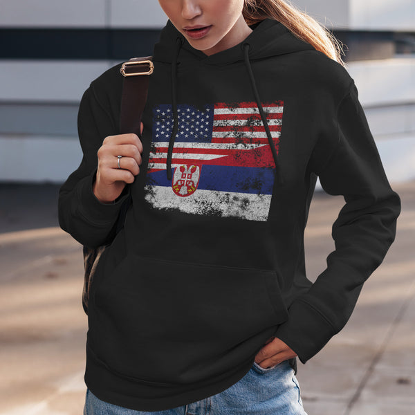Serbia USA Flag Hoodie