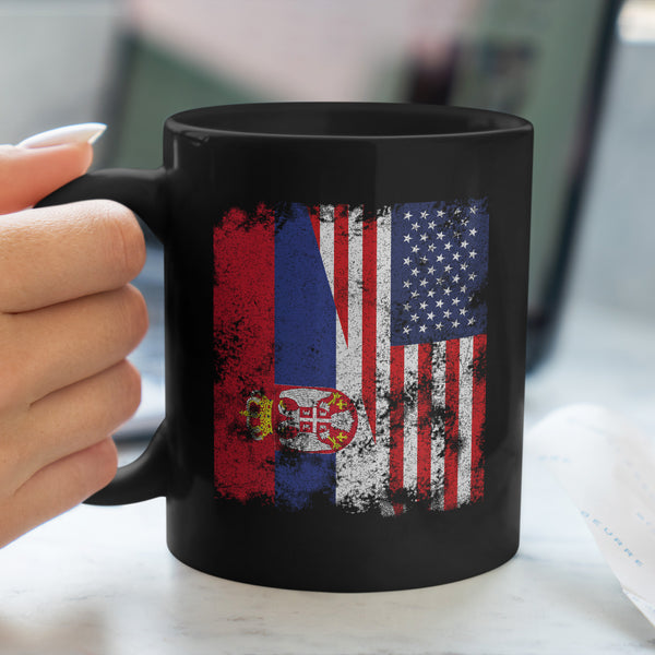 Serbia USA Flag - Half American Mug