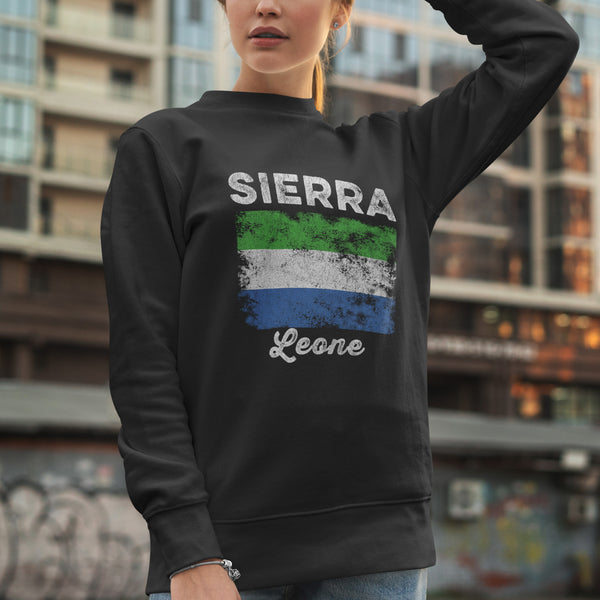Sierra Leone Flag Distressed Sweatshirt