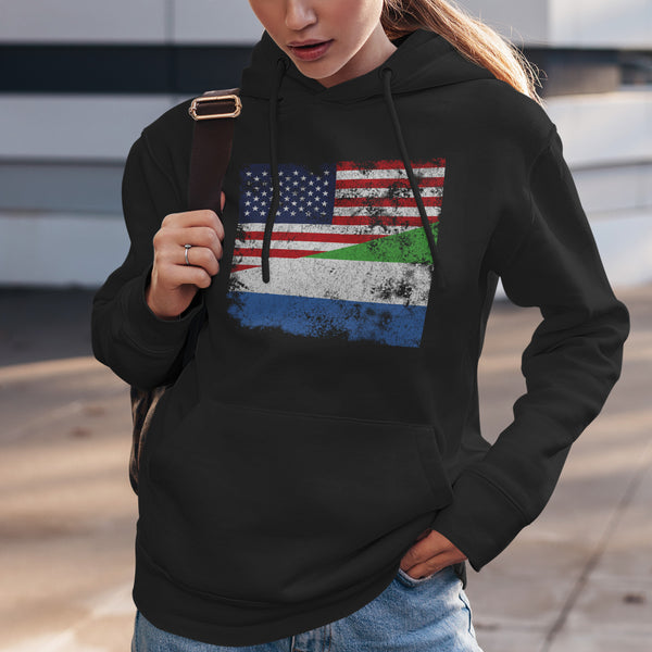 Sierra Leone USA Flag Hoodie
