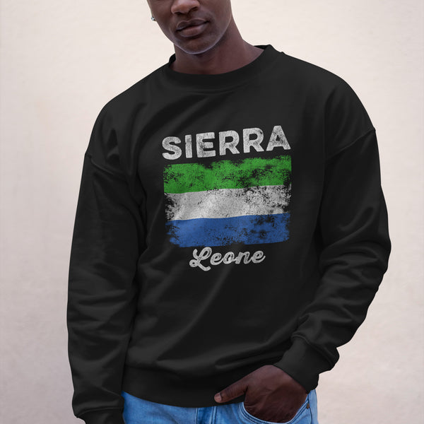 Sierra Leone Flag Distressed Sweatshirt