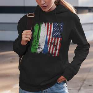 Sierra Leone USA Flag - Half American Hoodie