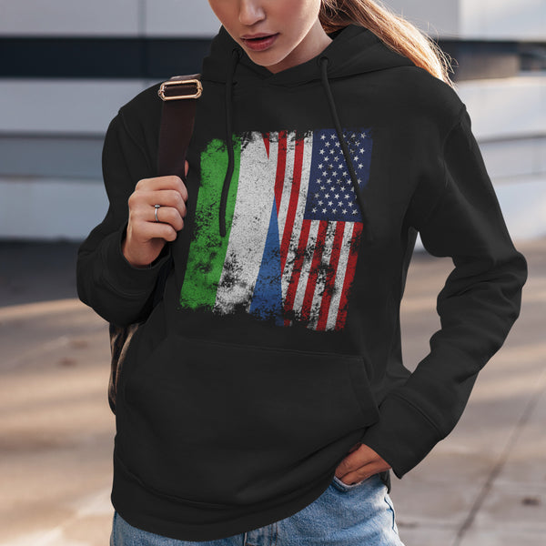 Sierra Leone USA Flag - Half American Hoodie