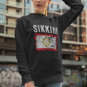 Sikkim Flag Distressed - Sikkimese Flag Sweatshirt
