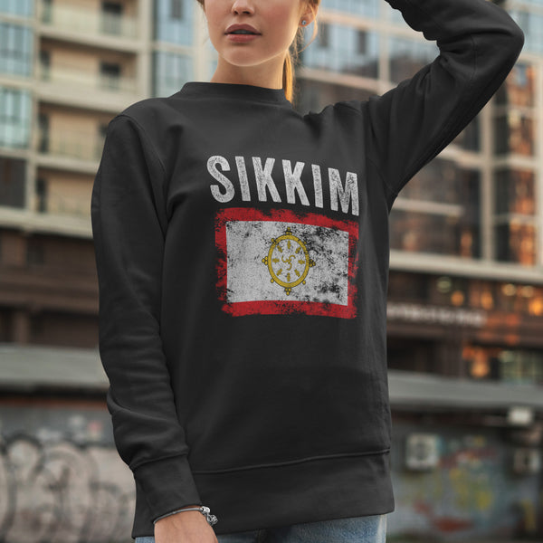 Sikkim Flag Distressed - Sikkimese Flag Sweatshirt