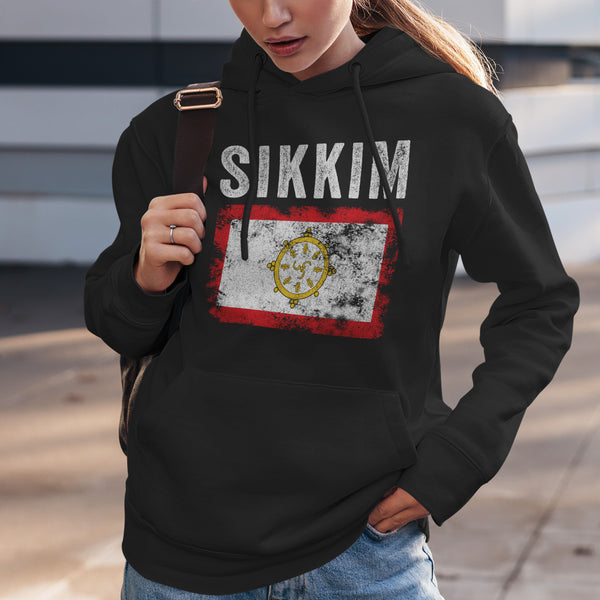Sikkim Flag Distressed - Sikkimese Flag Hoodie