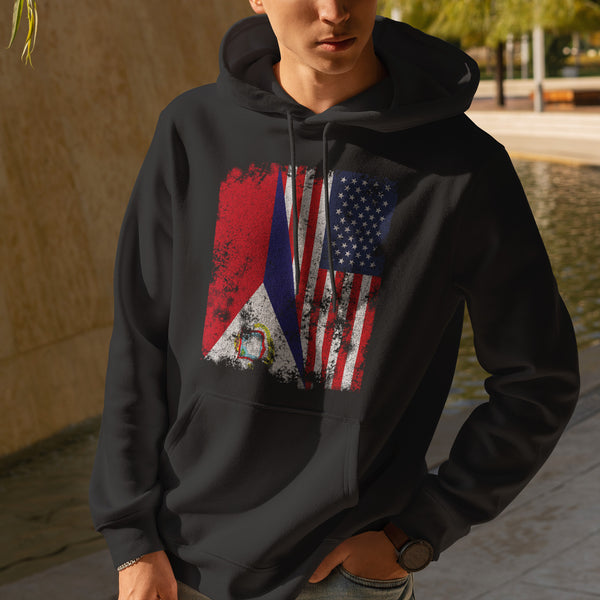 Sint Maarten USA Flag - Half American Hoodie