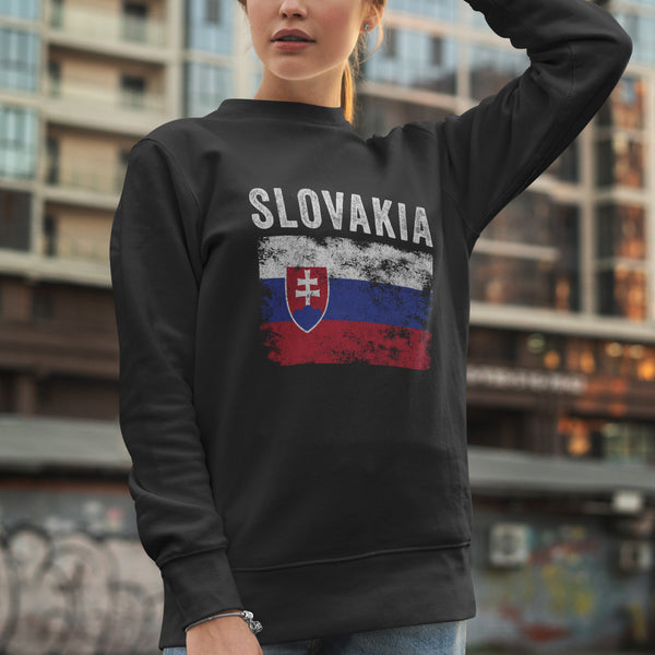 Slovakia Flag Distressed - Slovak Flag Sweatshirt