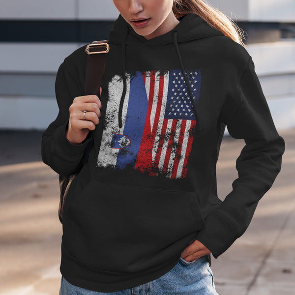 Slovenia USA Flag - Half American Hoodie
