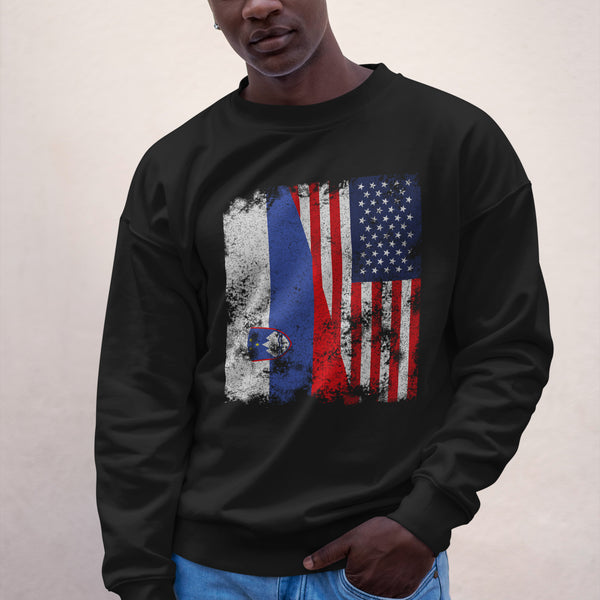 Slovenia USA Flag - Half American Sweatshirt