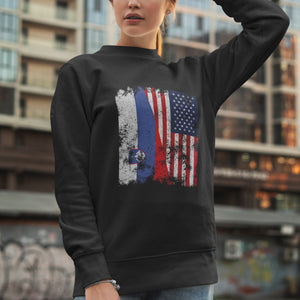 Slovenia USA Flag - Half American Sweatshirt