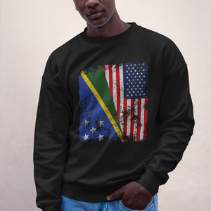 Solomon Islands USA Flag - Half American Sweatshirt