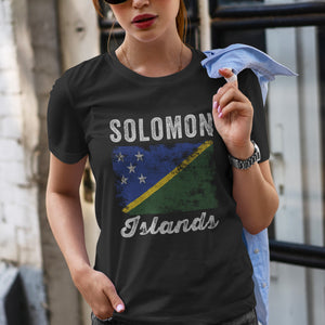 Solomon Islands Flag Distressed T-Shirt