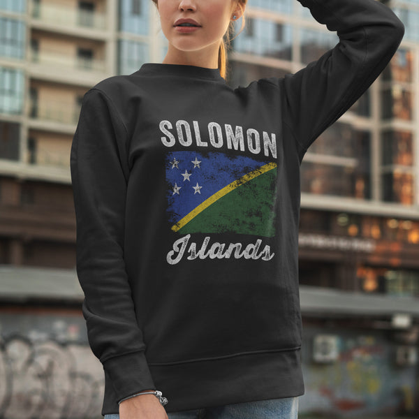 Solomon Islands Flag Distressed Sweatshirt