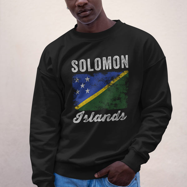 Solomon Islands Flag Distressed Sweatshirt