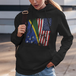 Solomon Islands USA Flag - Half American Hoodie