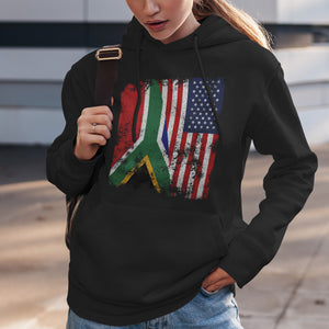 South Africa USA Flag - Half American Hoodie
