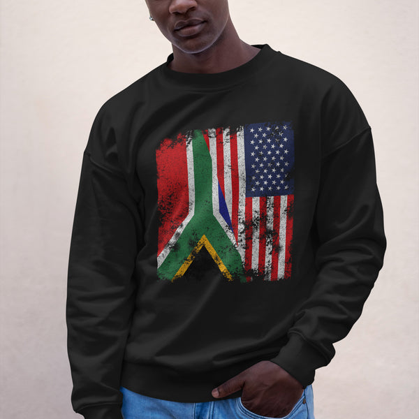 South Africa USA Flag - Half American Sweatshirt