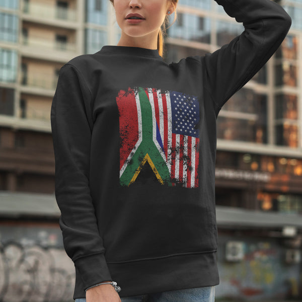 South Africa USA Flag - Half American Sweatshirt