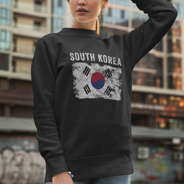 South Korea Flag Distressed Sweatshirt