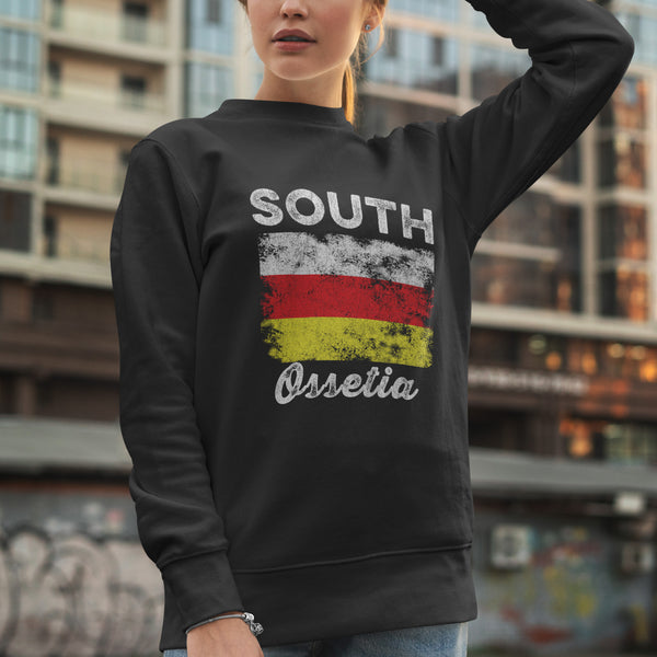 South Ossetia Flag Distressed Sweatshirt
