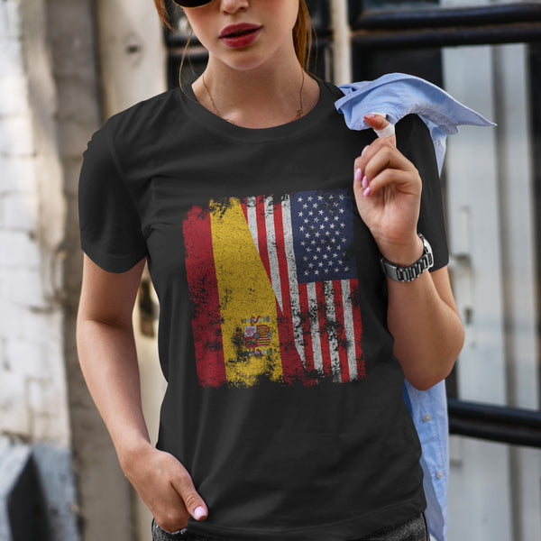 Spain USA Flag - Half American T-Shirt