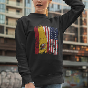 Spain USA Flag - Half American Sweatshirt