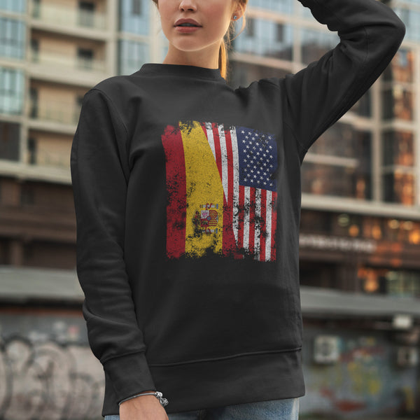 Spain USA Flag - Half American Sweatshirt