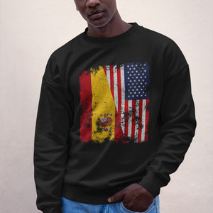 Spain USA Flag - Half American Sweatshirt