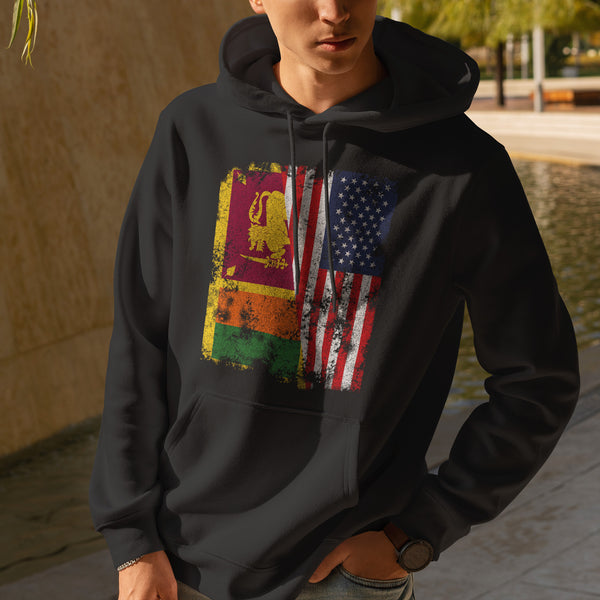 Sri Lanka USA Flag - Half American Hoodie
