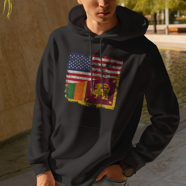 Sri Lanka USA Flag Hoodie