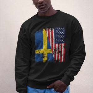 Sweden USA Flag - Half American Sweatshirt