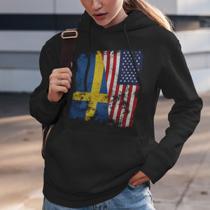 Sweden USA Flag - Half American Hoodie