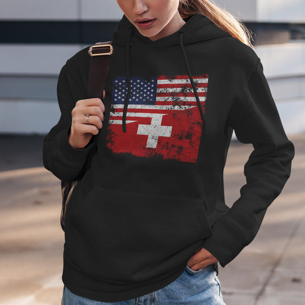 Switzerland USA Flag Hoodie