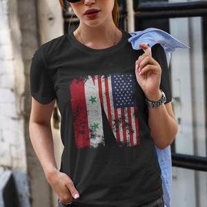 Syria USA Flag - Half American T-Shirt
