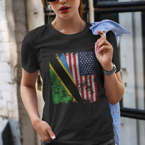 Tanzania USA Flag - Half American T-Shirt