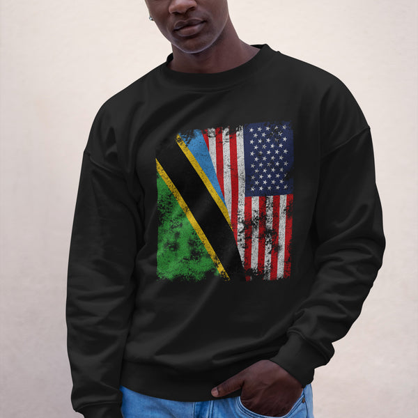 Tanzania USA Flag - Half American Sweatshirt