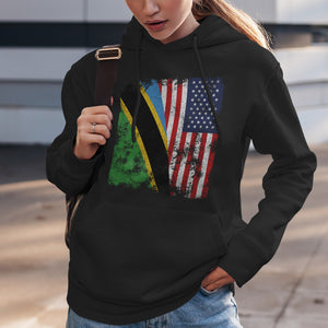 Tanzania USA Flag - Half American Hoodie