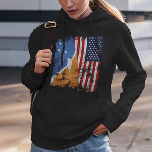 Tierra Del Fuego USA Flag Half American Hoodie
