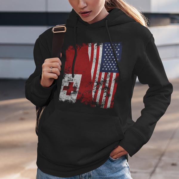 Tonga USA Flag - Half American Hoodie
