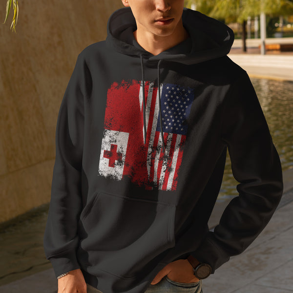 Tonga USA Flag - Half American Hoodie