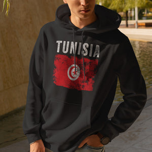 Tunisia Flag Distressed - Tunisian Flag Hoodie