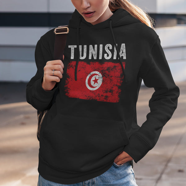 Tunisia Flag Distressed - Tunisian Flag Hoodie