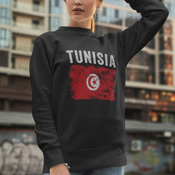 Tunisia Flag Distressed - Tunisian Flag Sweatshirt