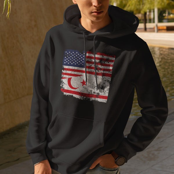 Turkish Republic of Northern Cyprus USA Flag Hoodie