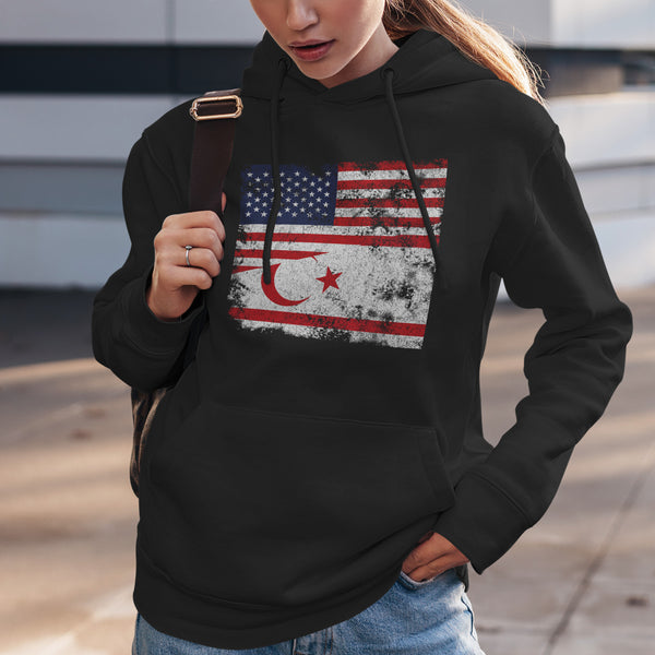 Turkish Republic of Northern Cyprus USA Flag Hoodie