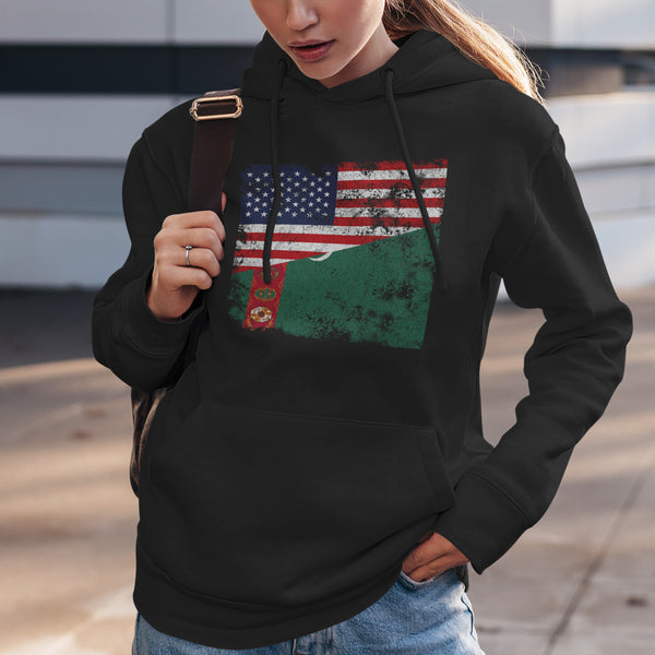 Turkmenistan USA Flag Hoodie