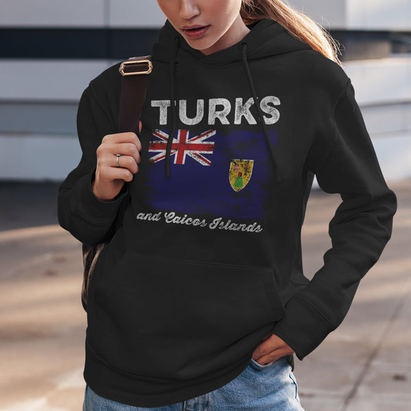 Turks and Caicos Islands Flag Distressed Hoodie