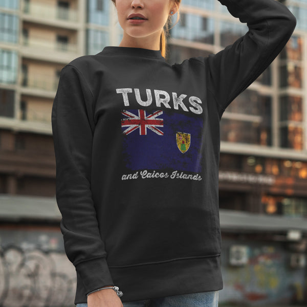 Turks and Caicos Islands Flag Distressed Sweatshirt