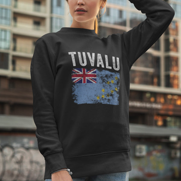 Tuvalu Flag Distressed - Tuvaluan Flag Sweatshirt
